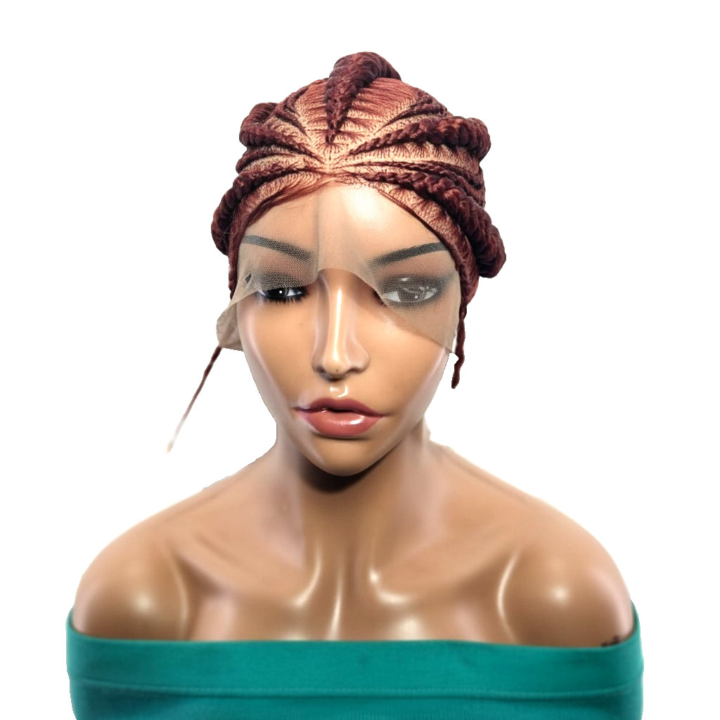 Bun Braided Wig. Natural Brush Cornrow Braids. Full Lace with Baby Hair.