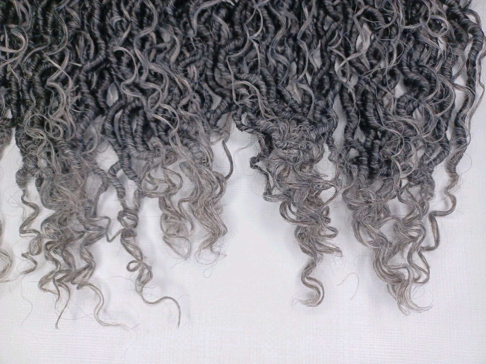14 Inch Black & Grey Ombre Synthetic Hair Curly 5 Bundles 60 Strands Total
