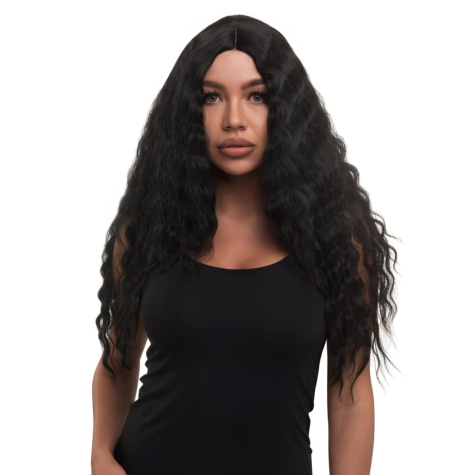 Black Wigs for Women, Long Fluffy Natural Wavy Curly Wigs Heat Resistant Synt…