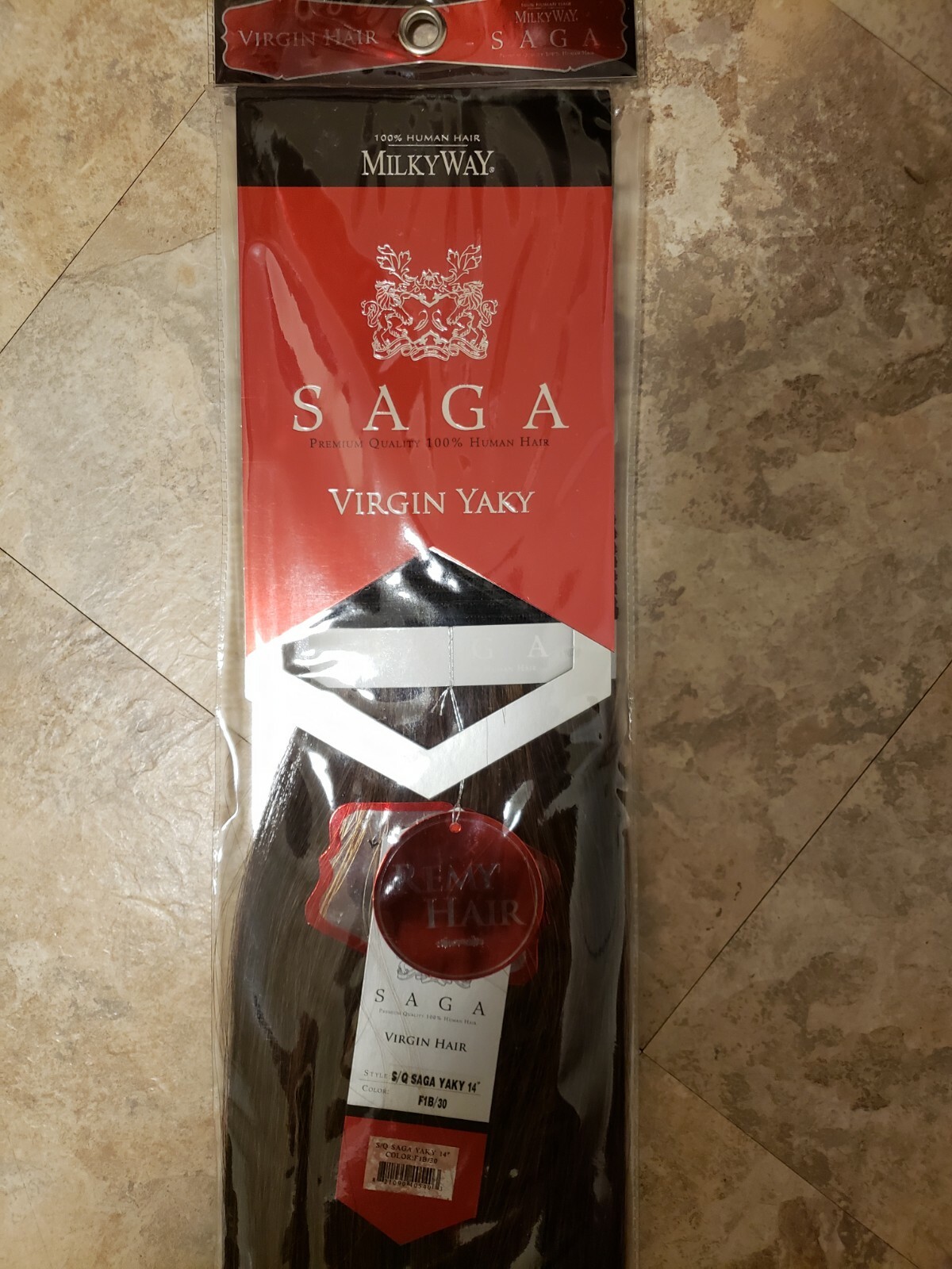 Shake-N-Go Saga Silver Remy Human Hair Yaky 14″ long Color #1B/30