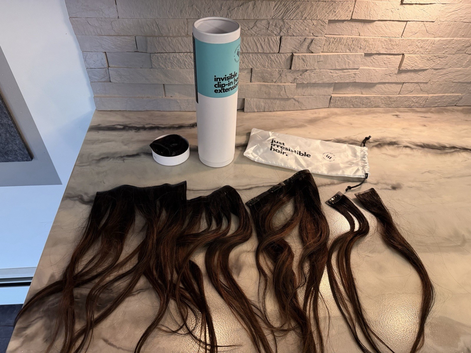 Irresistible Me Clip-In Human Hair Extensions Dark Brown 14 inch Wave 7pc