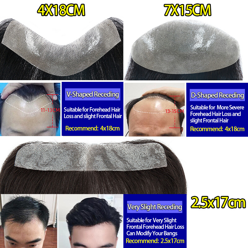 Front Hairline Mens TOupee 100 HUman Hair Replacement System Hairpiece Thin SKin