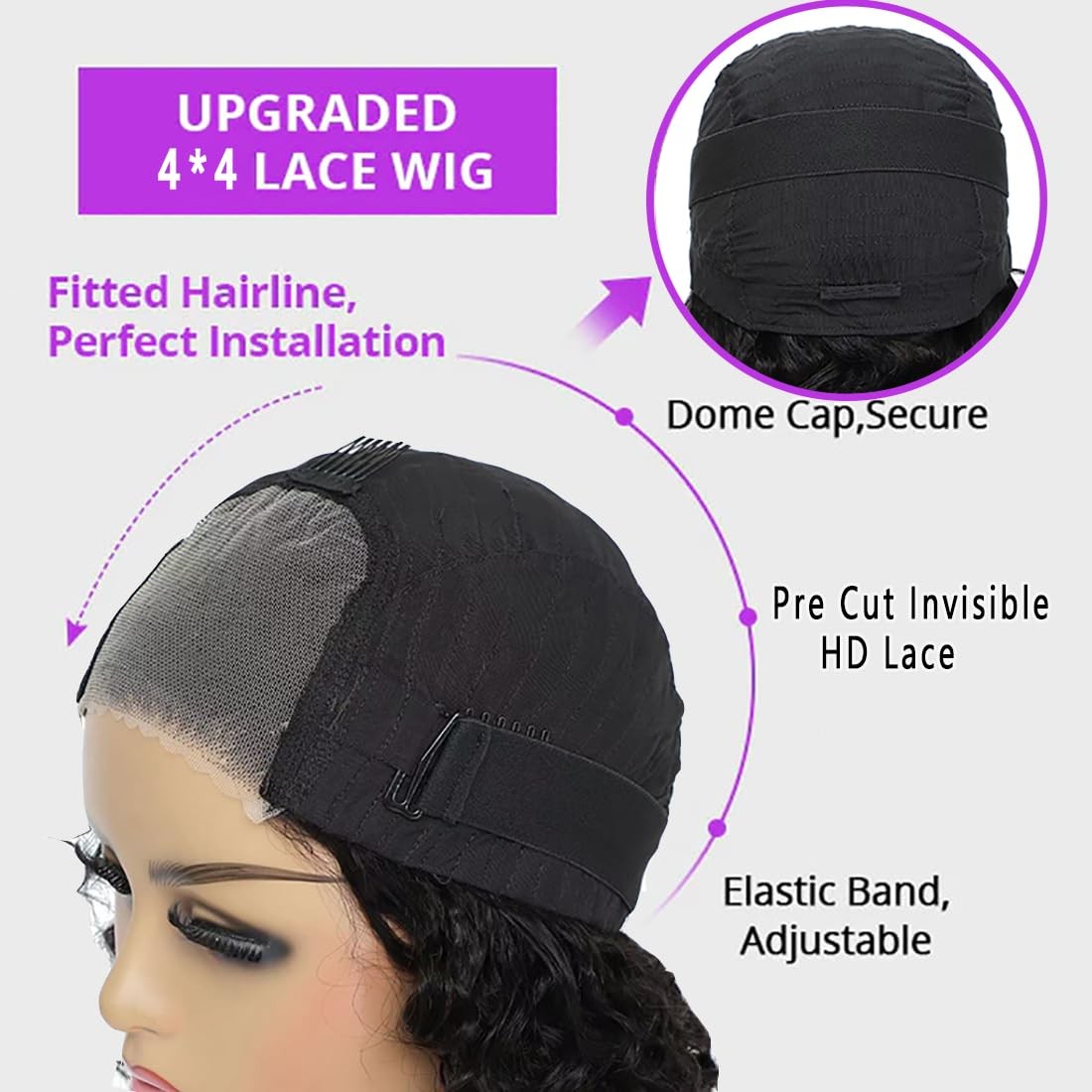 Rui Mei Si Glueless Wigs Human Hair Pre Plucked Pre Cut 4/27 Highlight Ombre