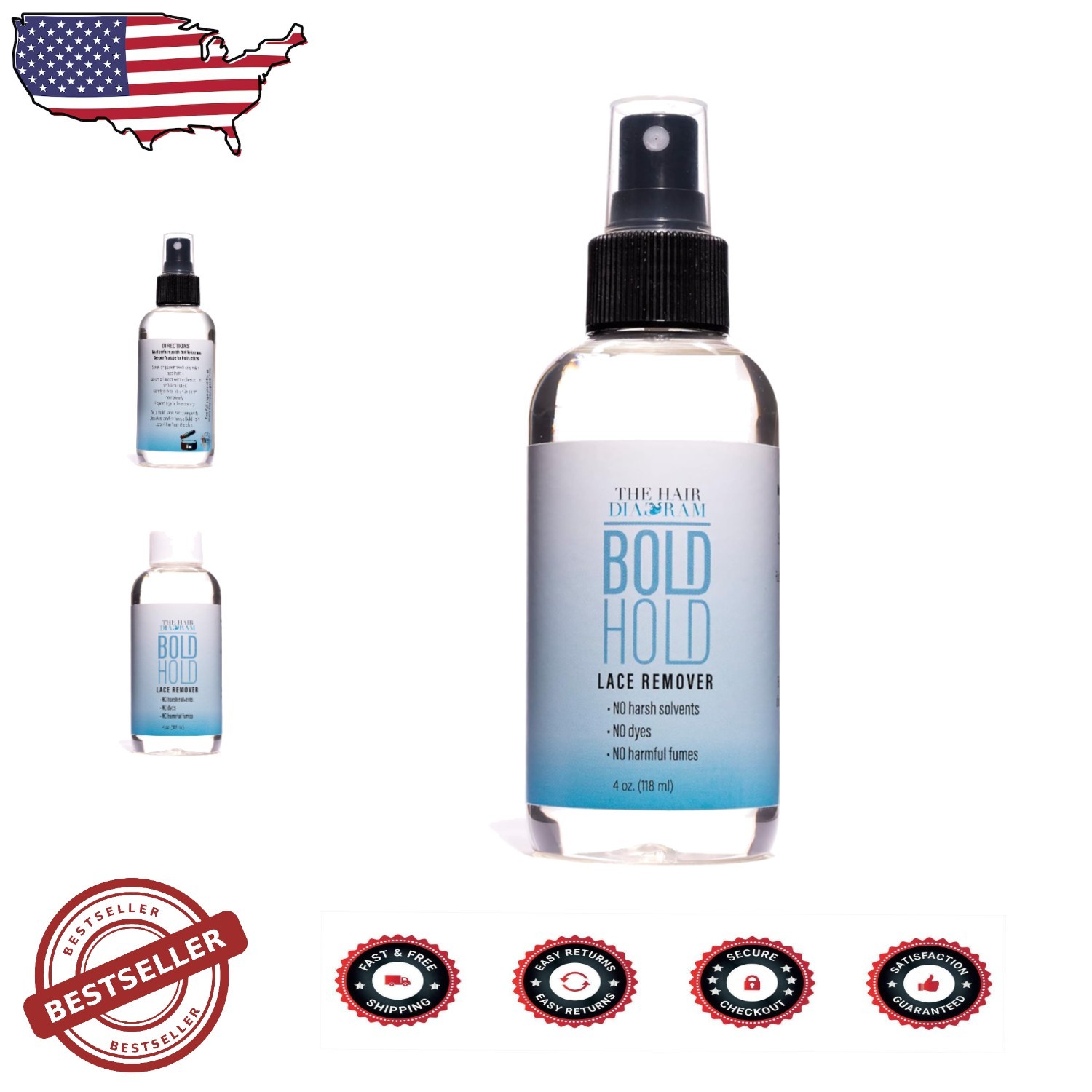 Gentle Lace Remover Spray – Bold Hold Bond Release, No Harsh Solvents – 4oz