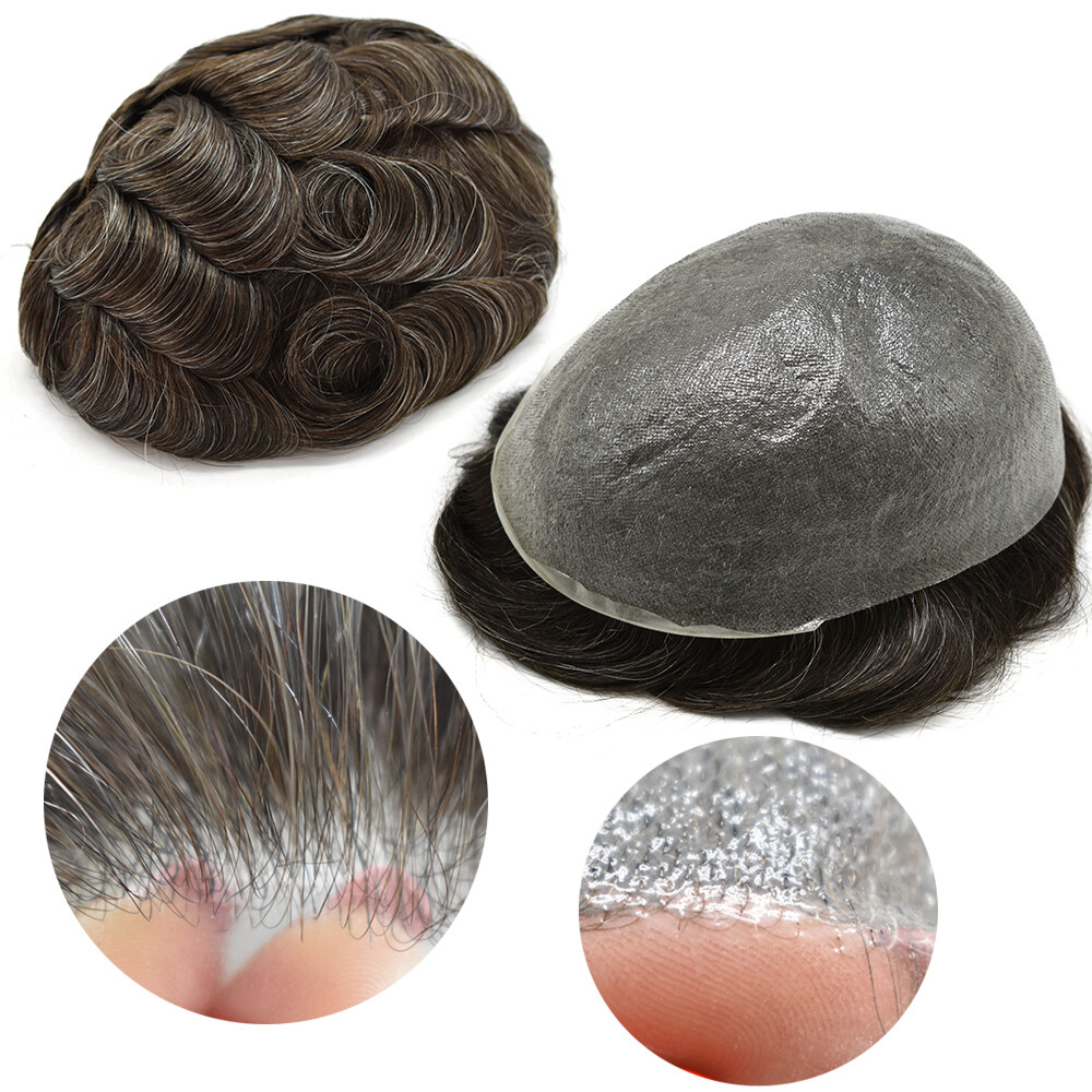 Mens Hair Replacement Ultra Thin Skin Toupee All Colors Hairpieces PU System Wig