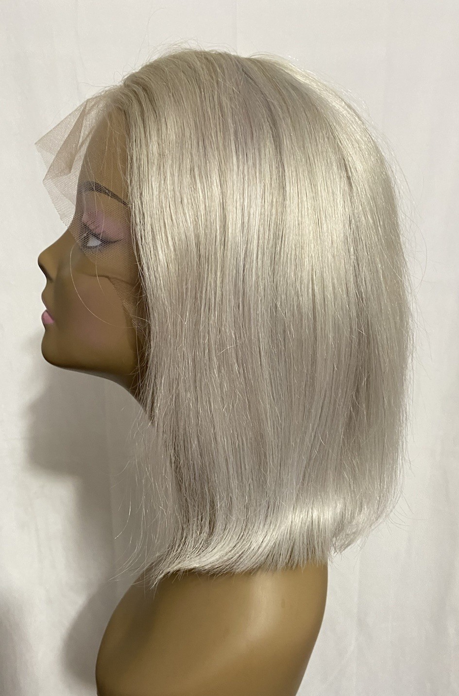 12 Inch Silver Gray Bob Wig 100% Human Hair 13x4x1 T-Part Lace Front Blunt Cut