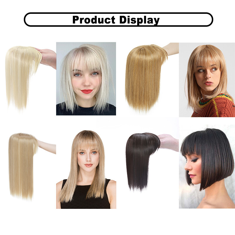 Wave Hair Toupee Lace Top Topper with Air Bang Clip In Hair Extensions Hairpiece
