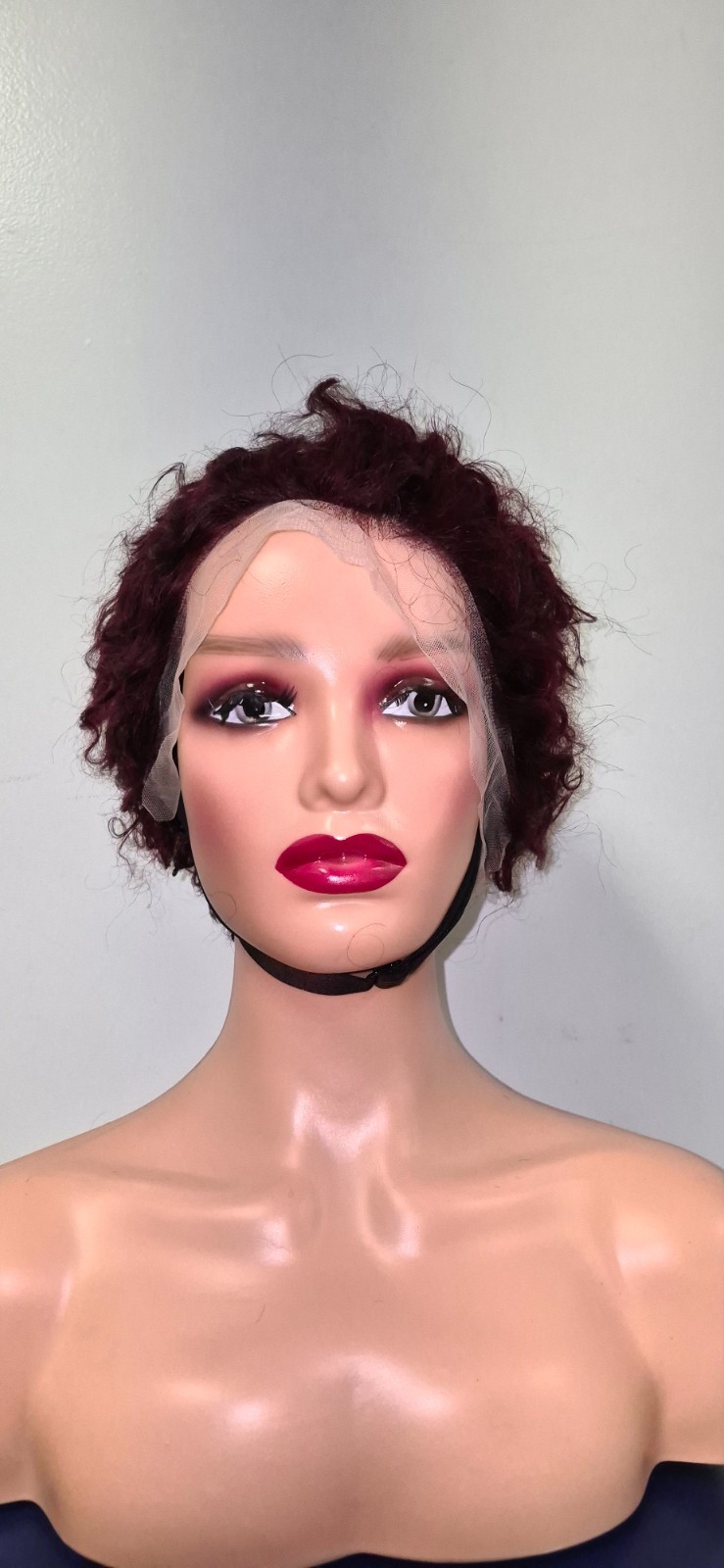 13*4 Short Burgundy Wig