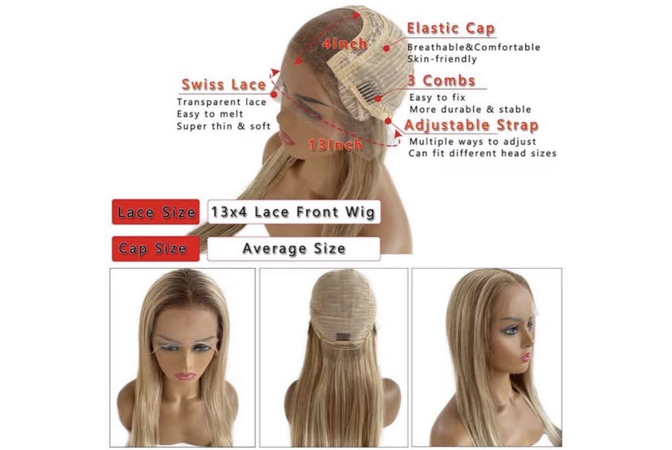 NEW 20” Strawberry Blonde Ombre Highlight HD Lace Front Human Hair Wig 12×4 Remy