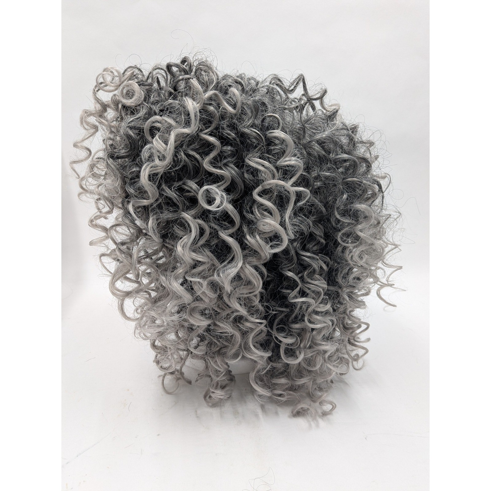 More Charming Short Curly Grey Wig Salt and Pepper Synthetic Afro Kinky Hair