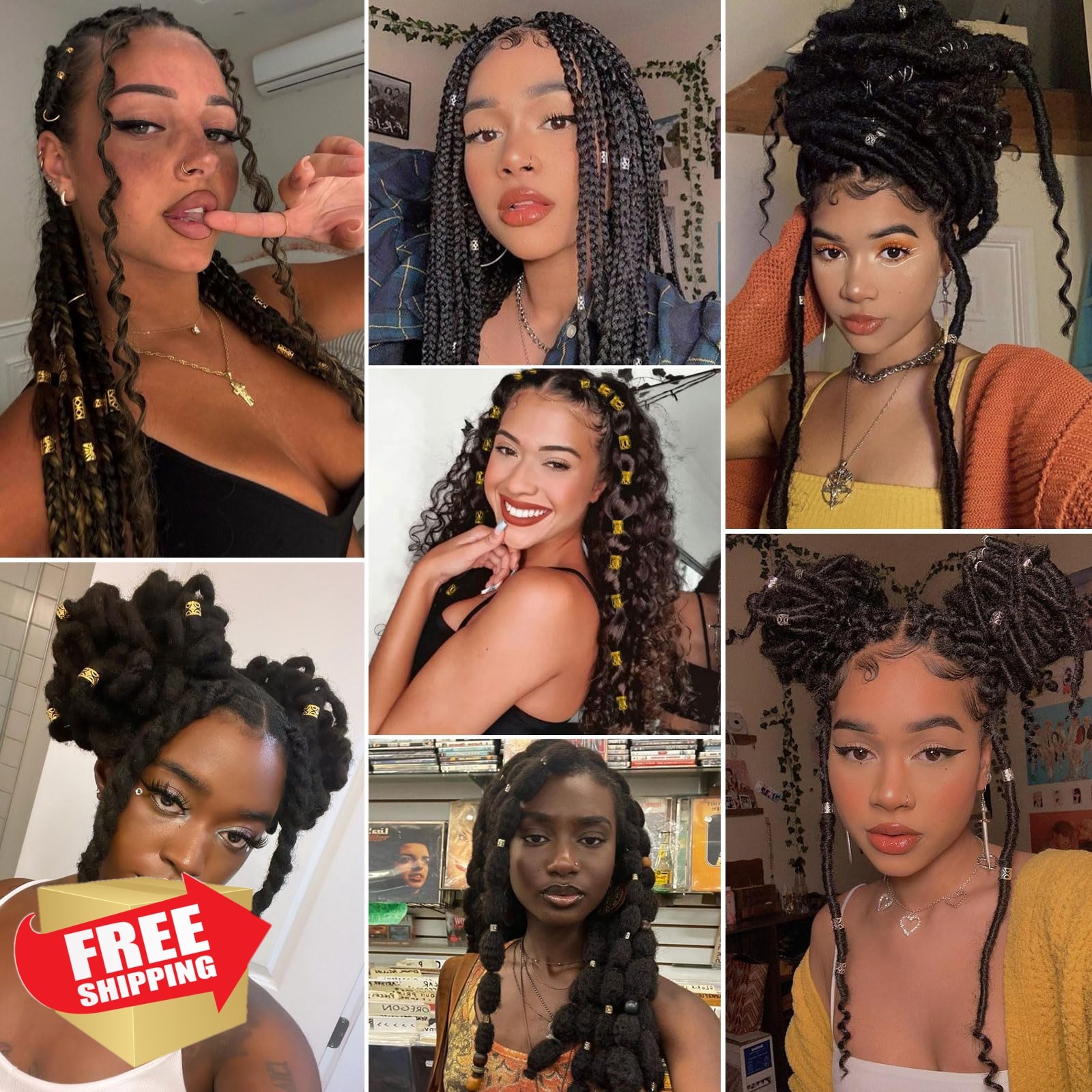 Cypsin 300 Pcs Silver Hair Jewelry Braids Dreadlocks