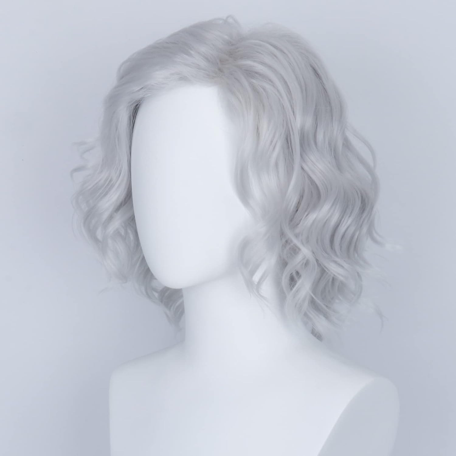 Miss U Hair Old Lady Wig Old Man Wig Short Silver Grey Wavy Curl Costume Hair Pa