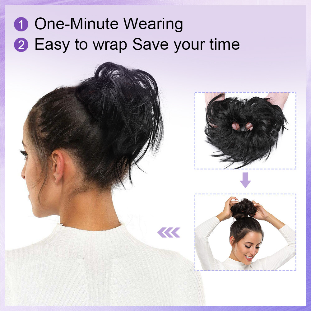 Large Messy Bun Scrunchie Hair Extensions Ponytail Blonde Hair piece As Human US