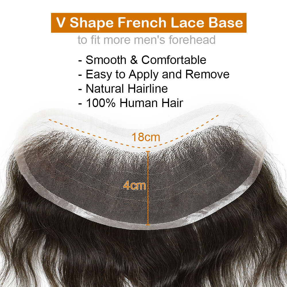 All French Lace Mens Frontal Hairpiece for Receding Hairline Natural Human Hair