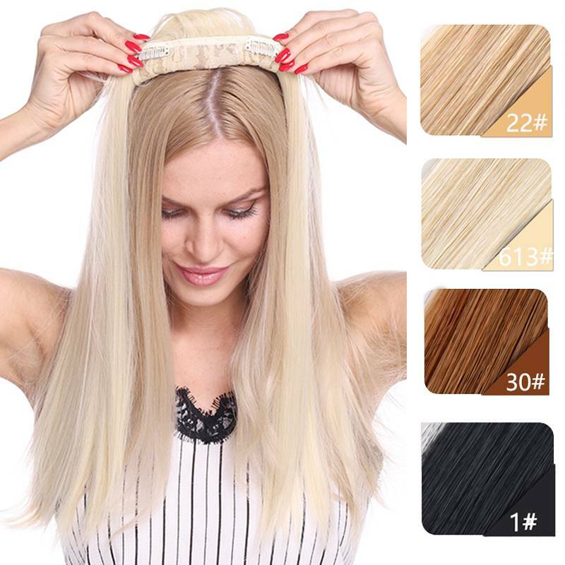 Real 100% Nautural Clip In Topper Hair Extension Thick As Human Long Straight US