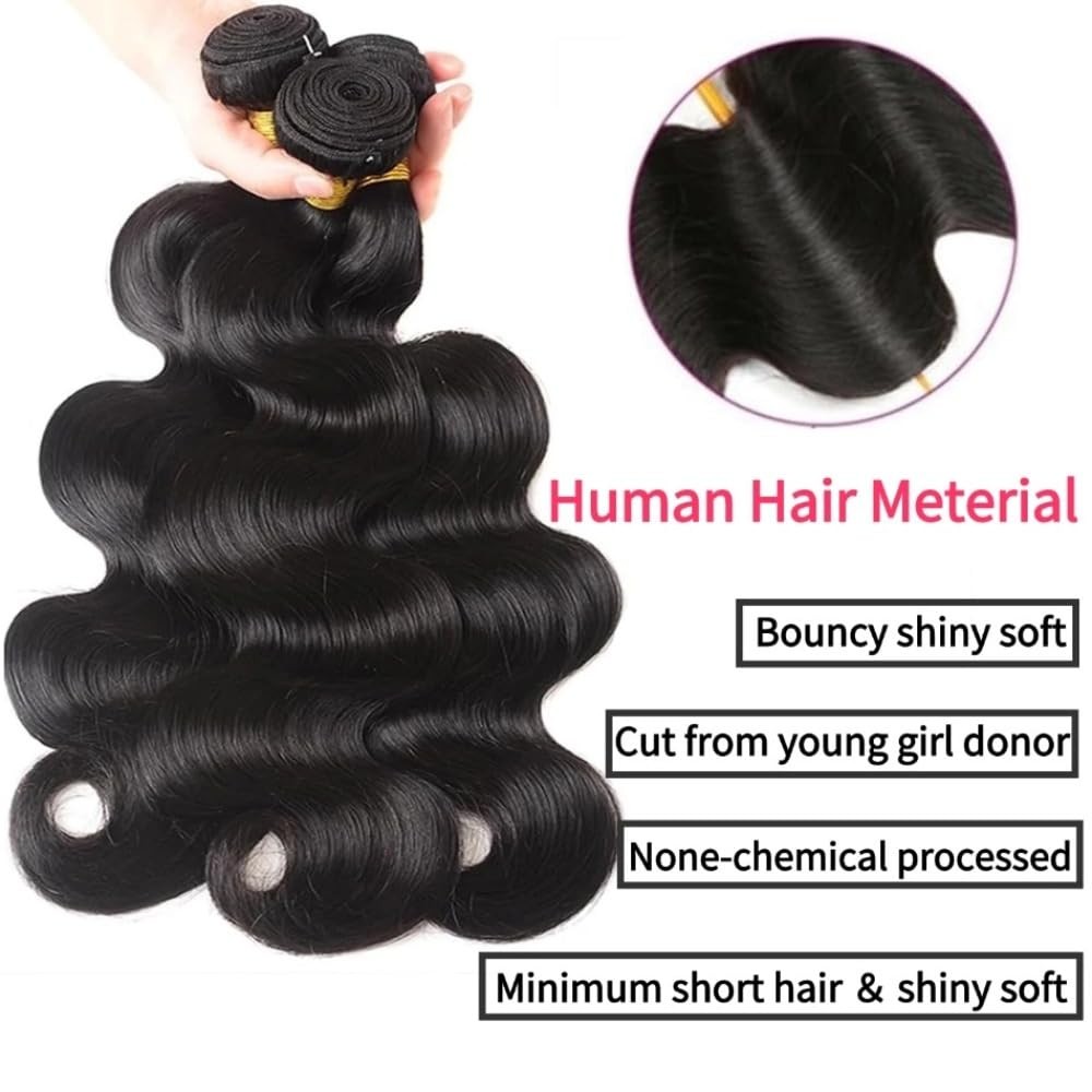 Genrein Body Wave Bundles Human Hair 20 22 24 Inch Brazilian Body Wave Human
