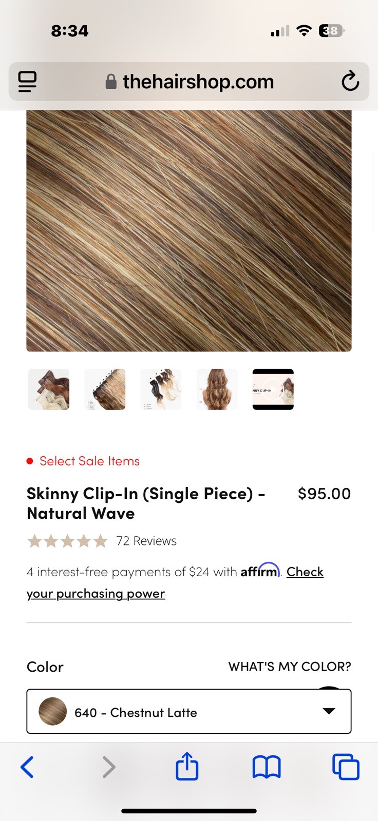 THE HAIR SHOP SKINNY (4) CLIP IN EXTENSIONS 22” LENGTH COL/640 NEW WITH TAGS