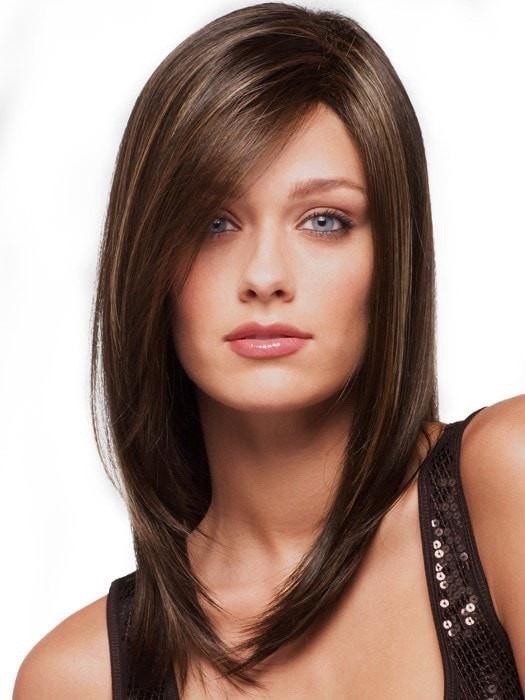Rene of Paris Laine Wig Ginger Brown Straight Layered Side Part Basic Cap