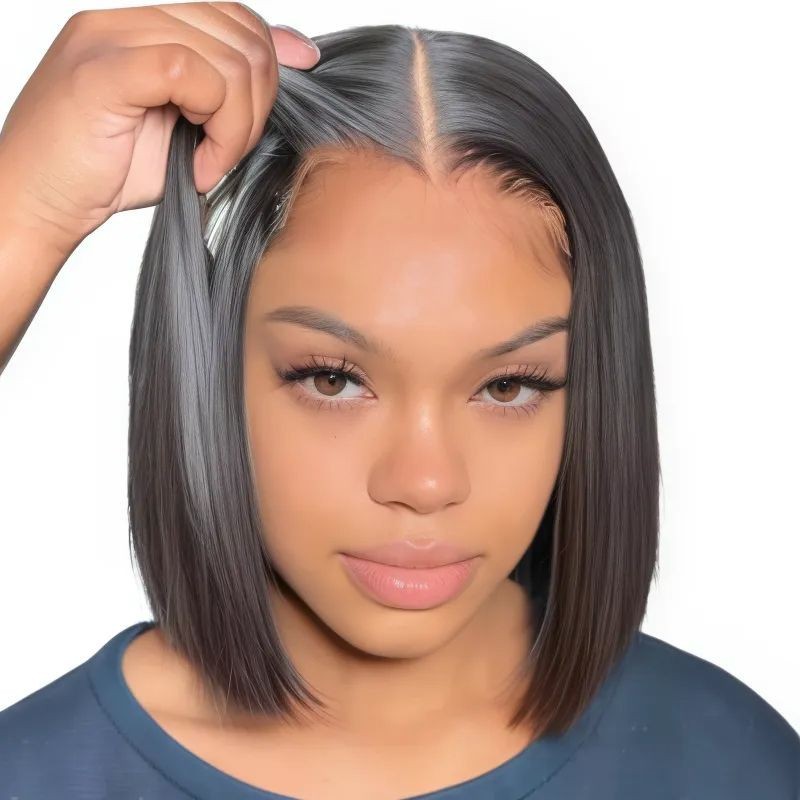 Bob Wig Straight Glueless Wigs Human Hair Pre Plucked Pre Cut 4×4 Lace Front Wig