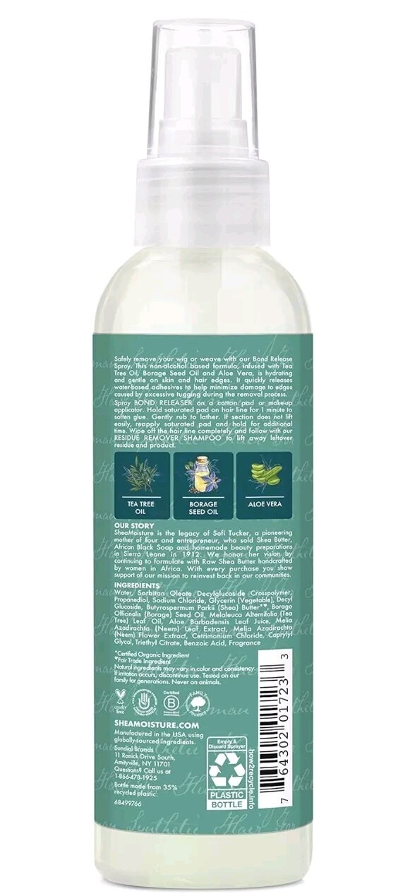 x3 Shea Moisture Wig & Weave Bond Release Spray Tea Tree Borage Seed Oil Aloe