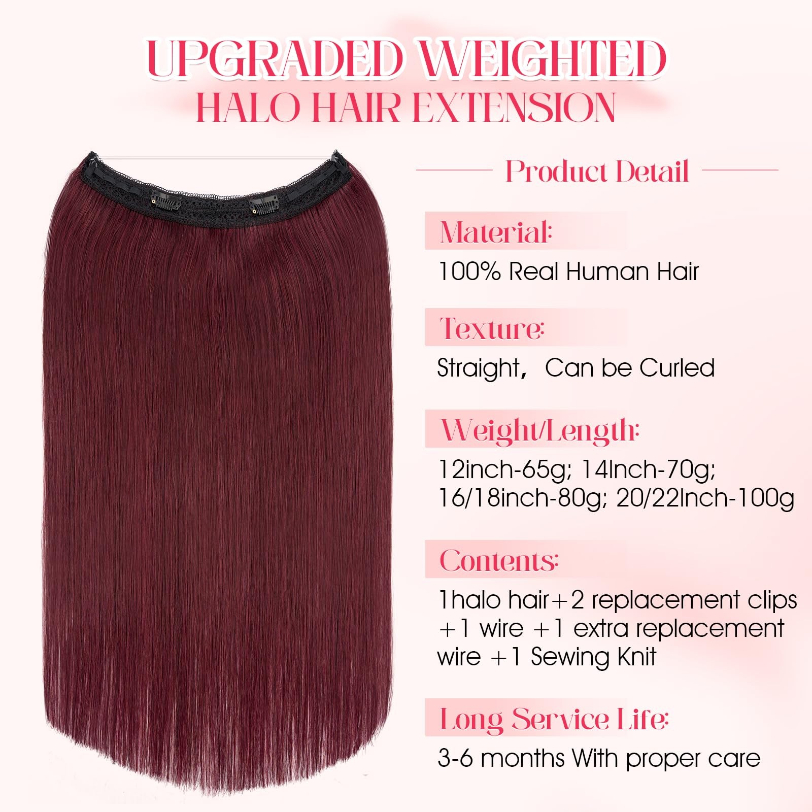 Rich Choices 100 Real Human Halo Hair Extensions For Women Remy Halo Extension