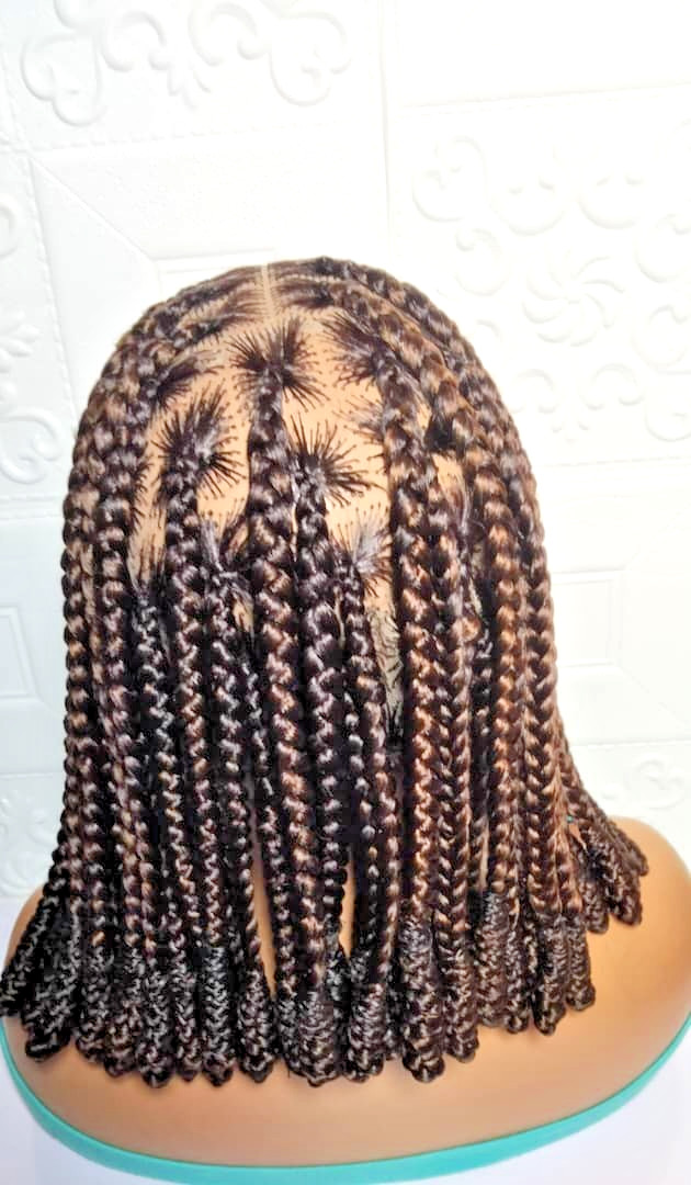 Braided Wig. Large Knotless Braids. Full Lace with Baby Hair. Wrapped Ends
