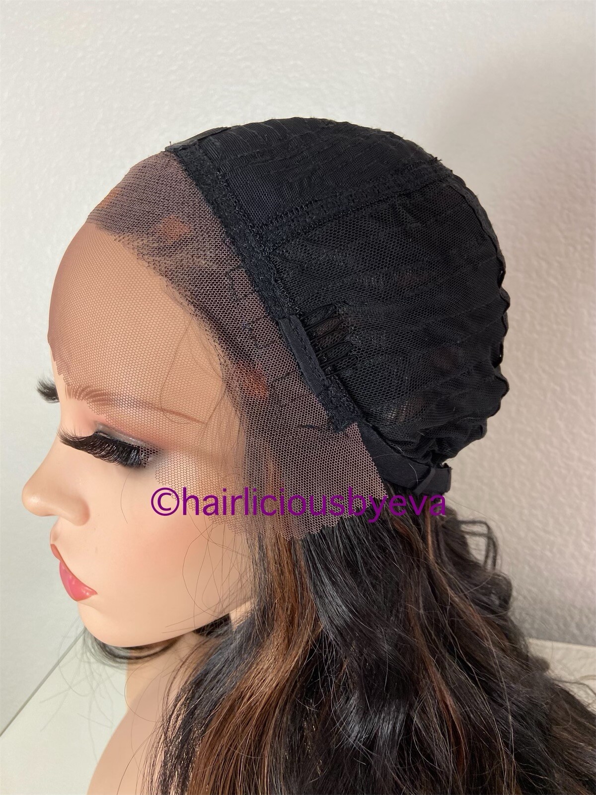 Golden brown wig ombré black wavy lace front 26 inch long heat ok color 1/30