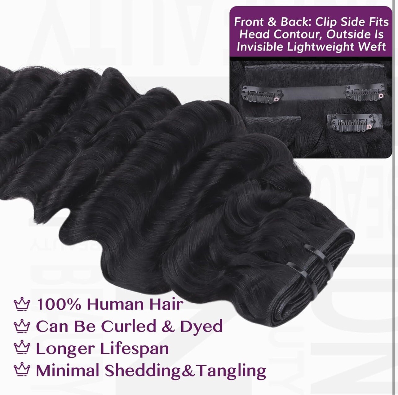 IDN BEAUTY Genius Weft Deep Wave HumanHair Clip In Hair Extension 14in 7pcs 100g