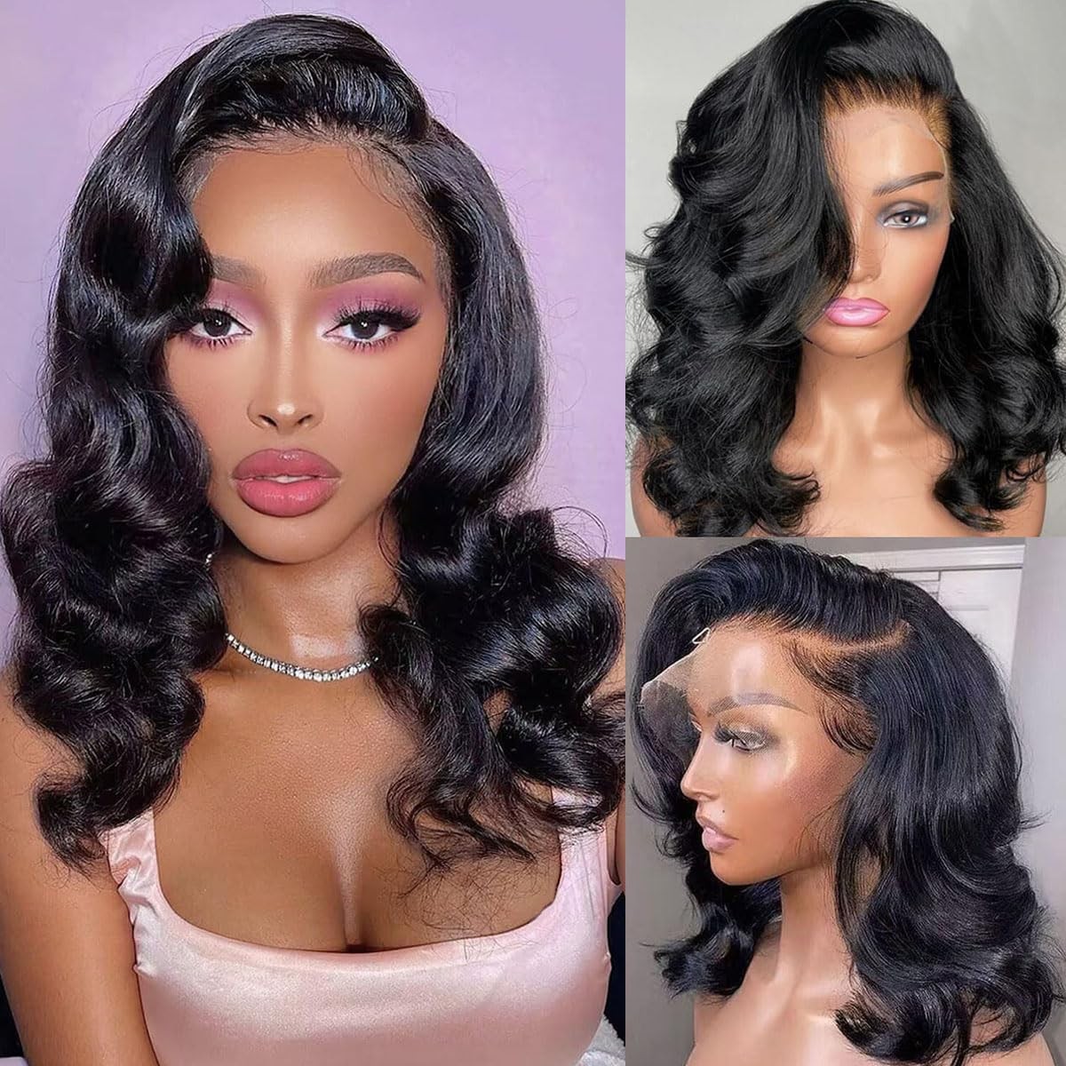 Afribye Body Wave 13X6 Hd Lace Front Wigs Human Hair 200 Density Bob Wig Human