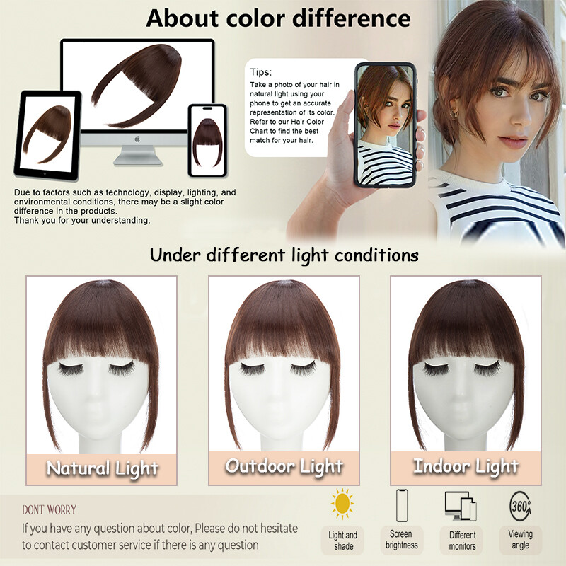 Thin Neat Bangs AS Remy Human Hair Extensions Clip in on Fringe Front Hairpieces