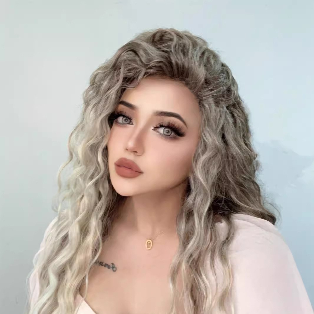 25″ Ombre Blonde Curly Wig African American Synthetic Hair Long Women’s