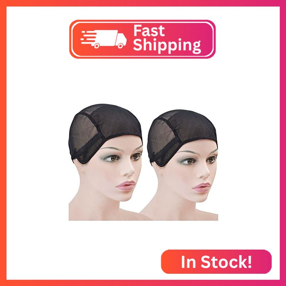 YTBYT 2 Pcs Stretch Wig Caps Mesh Weaving Caps with Adjustable Straps for Making