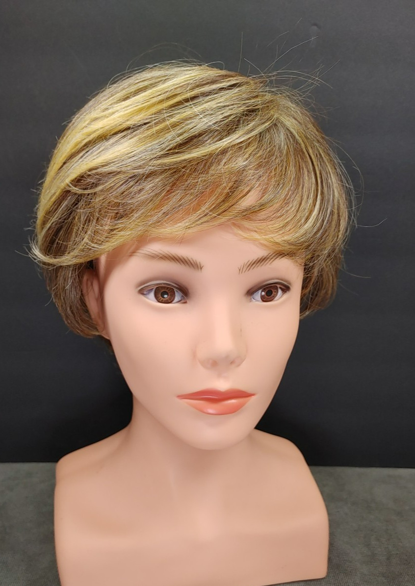 Raquel Welch Wig Mono Top Lace Front Brown w/Caramel Golden Blonde Highlights