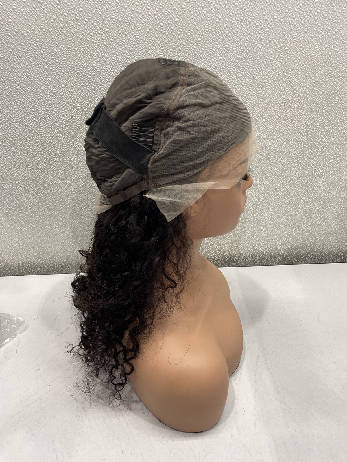 Natural Black Water Wave Human Hair Blend 13×4 Lace Front 180% Density Wig, 18″