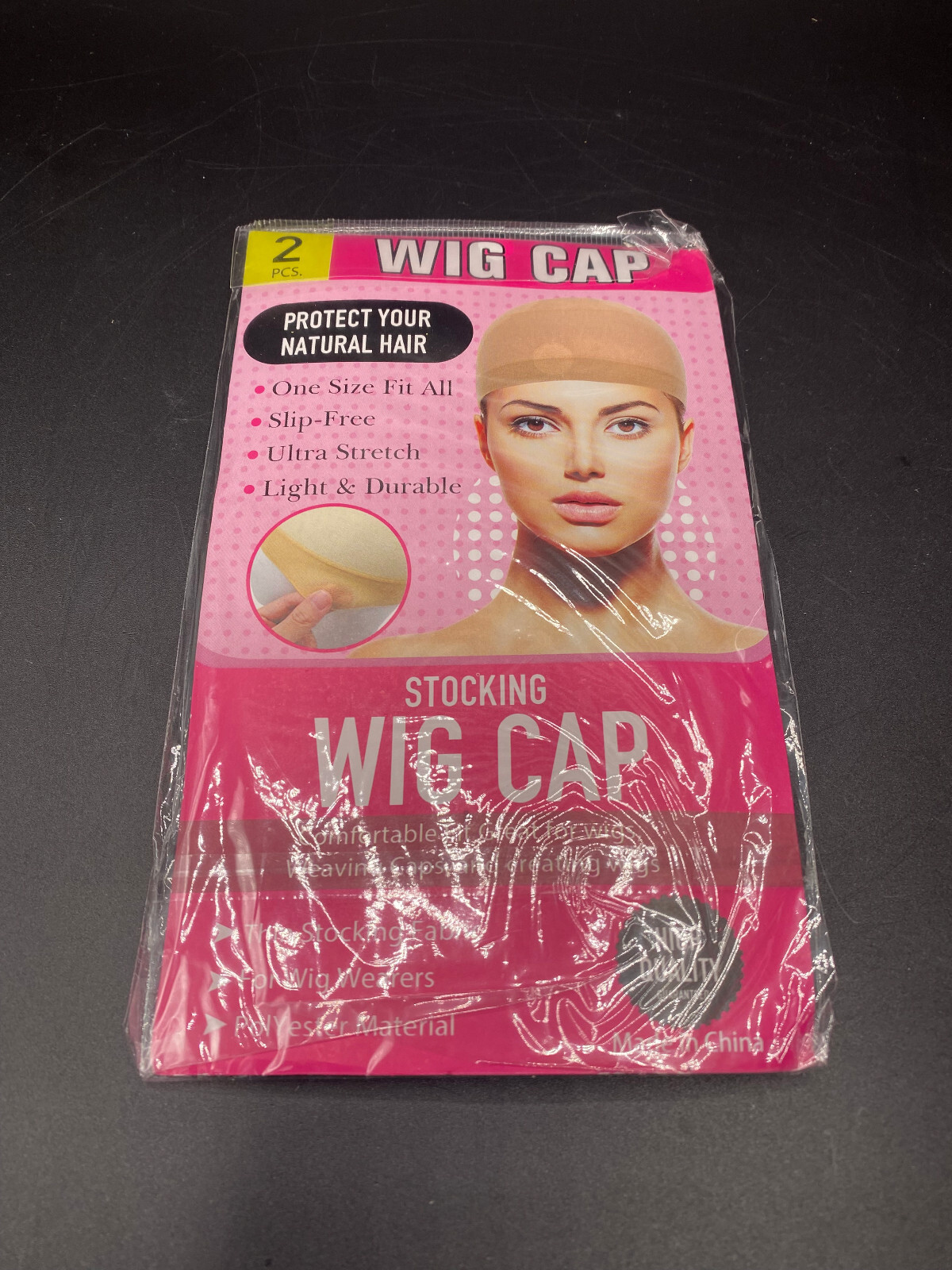 Natural Beige Stocking Wig Cap 2 Pc One Size Fits All Slip-Free Ultra Stretch