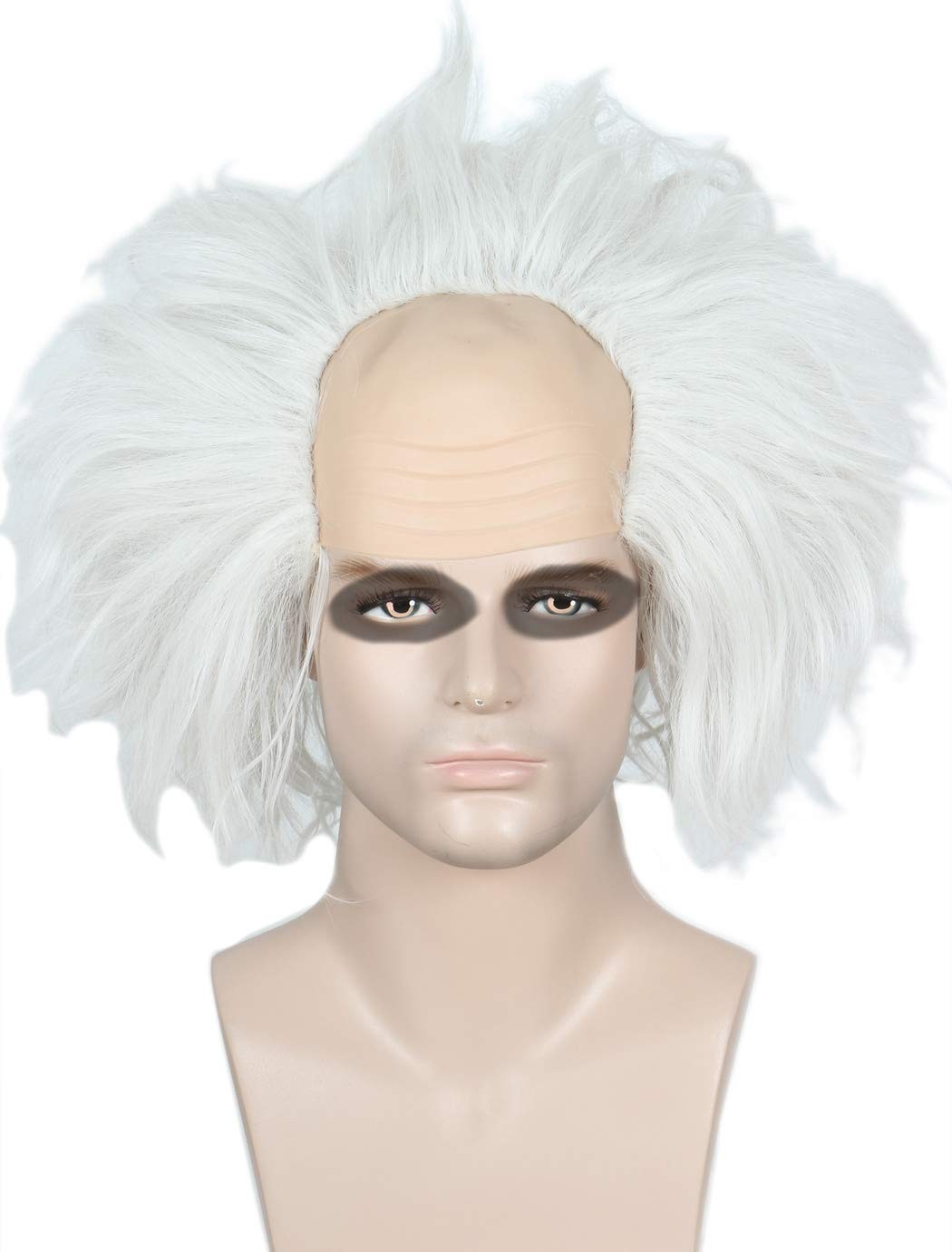 Unisex Short Bald Wig Halloween Costume Wig for Adult Silver