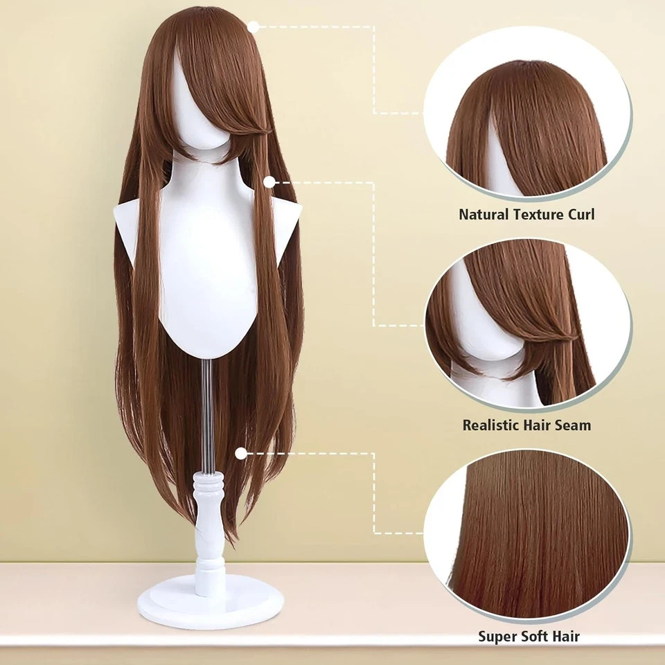 UTIEHD 100cm / 40 Inch Long Wig, Universal Anime Costume Cosplay Chestnut