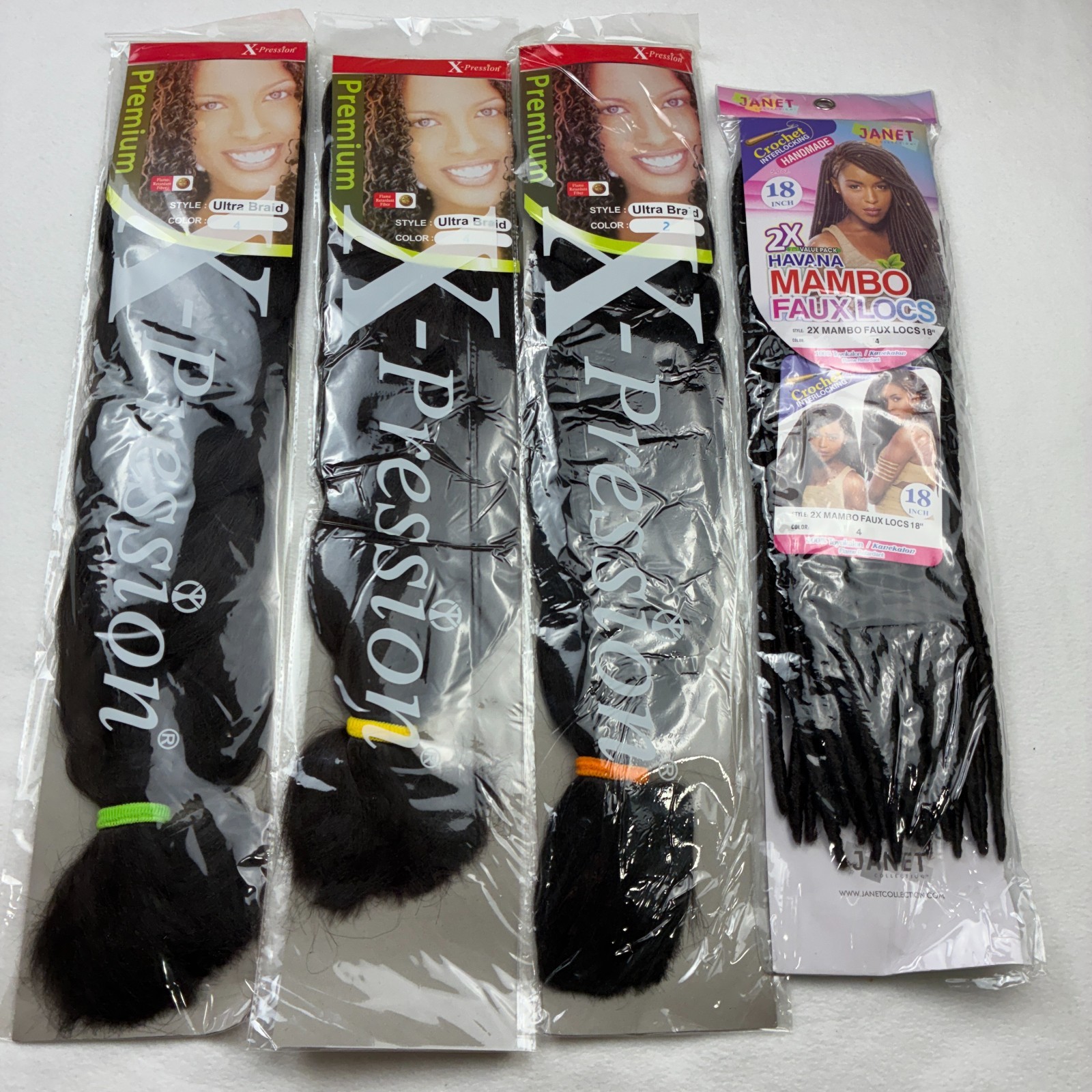 Mixed Lot 5 X-pression Premium 82″ Long Ultra Braid Hair & Mambo Faux Locs