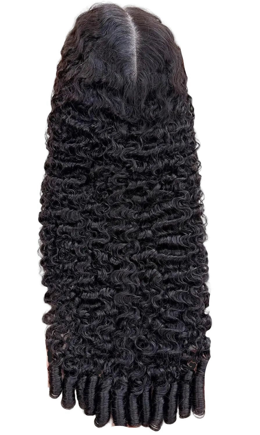 Black Curly Hair Wig Middle Part Curly Texture for Women Adult