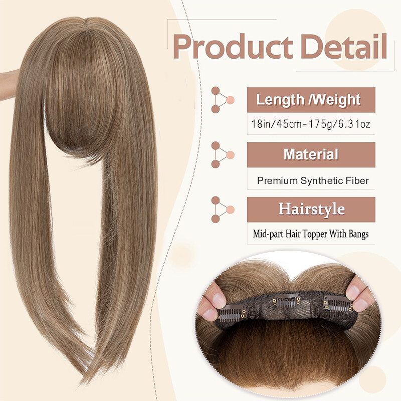 As Human Hair Women Topper 100% Remy Top Hairpiece False Clip In Silk Base Wig