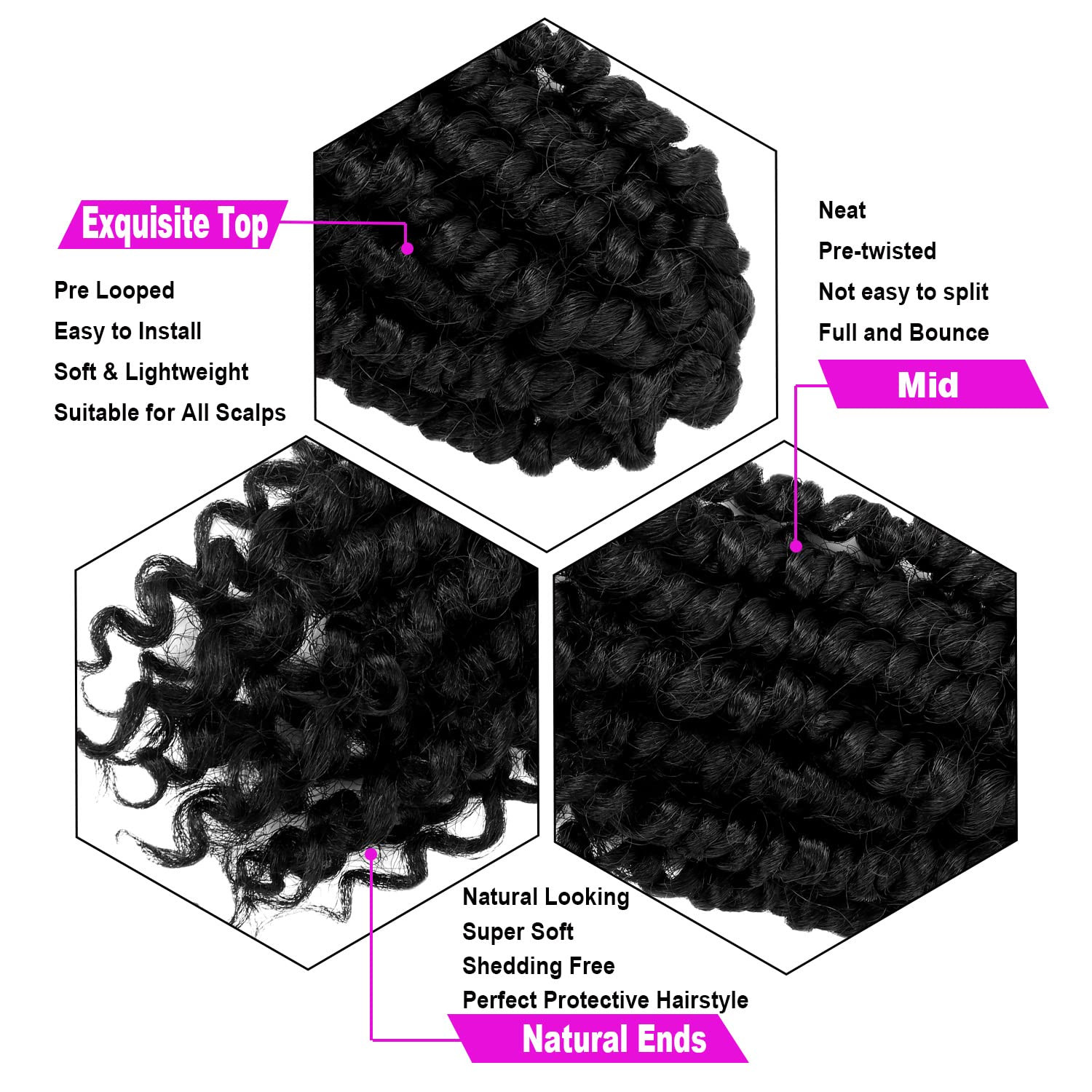 Short Passion Twist Hair 6 Inch Pre-twisted Passion Twist Crochet Hair 8 Pack…