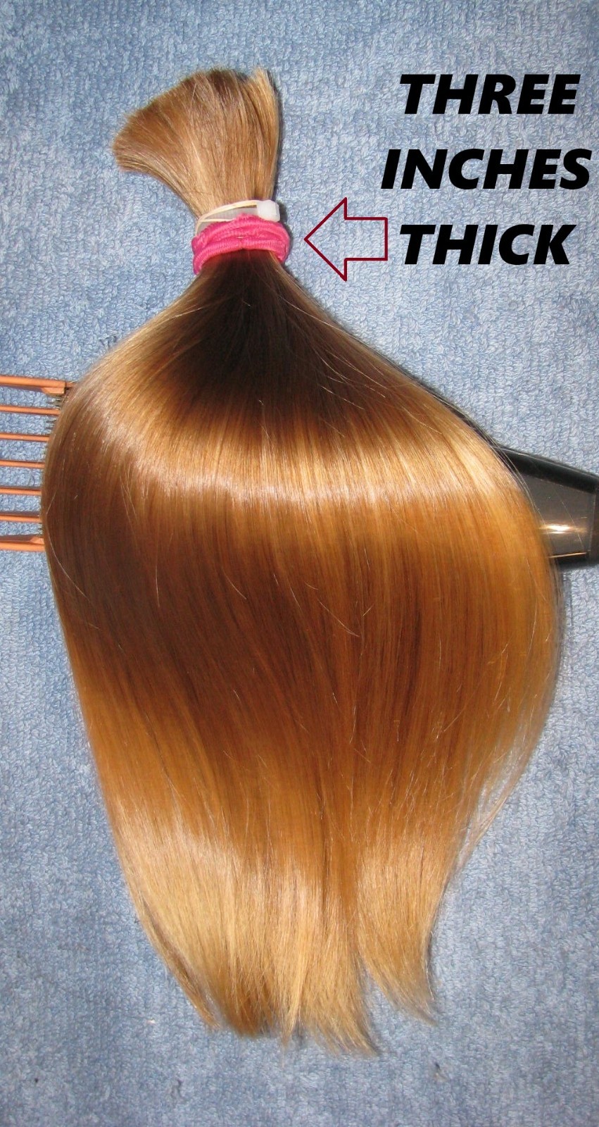 HUMAN HAIR HAIRCUT 12 INCH 2.6oz THICK BLONDE BLEND PONYTAIL REBORN DOLLS T43
