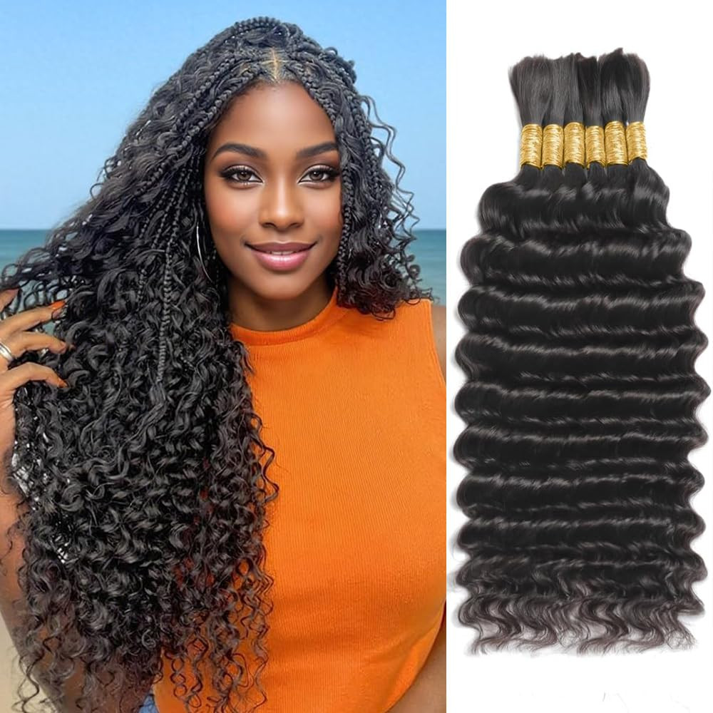 Human Braiding Hair for Boho Braids 150G 6 Bundles/Pack 20 Inch Deep Wave Bundle