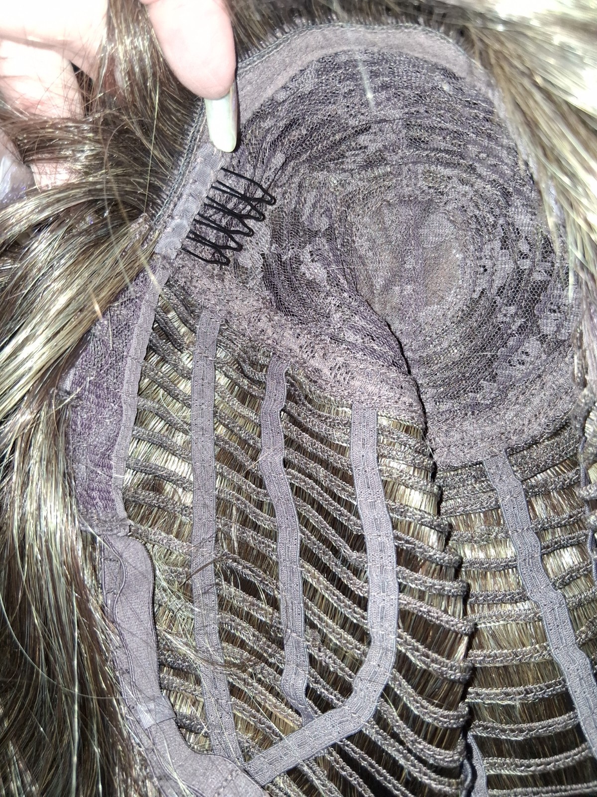 Synthetic Medium Length Light Brown w/Highlights Straight Wig Size Average