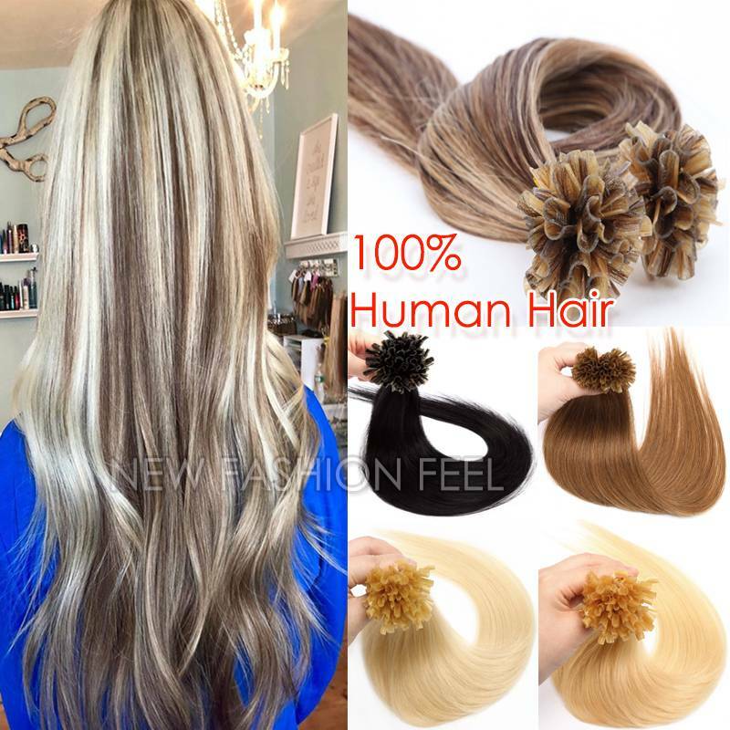 High Keratin Fusion Pre-Bonded Nail U Tip 100% Remy Human Hair Extensions US Y7