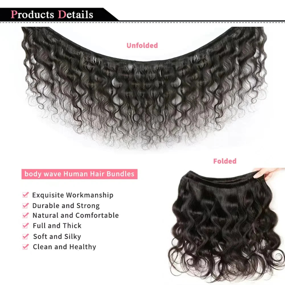 Body Wave Bundles Human Hair Natural Black Brazilian Hair Weave Bundles Human