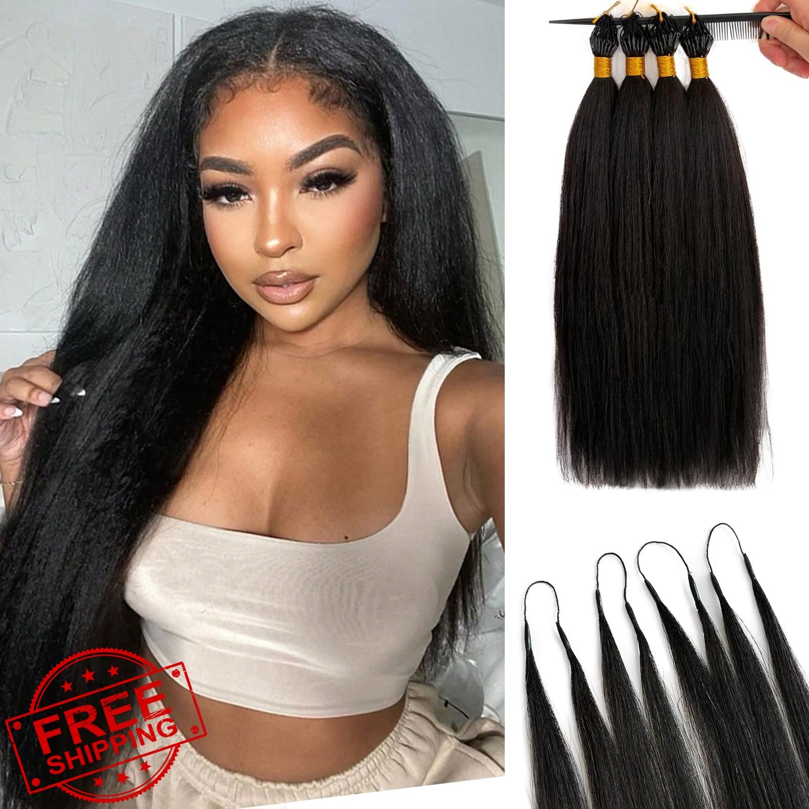 Smartinnov Yaki Straight Crochet Hair 16 Inch #1B