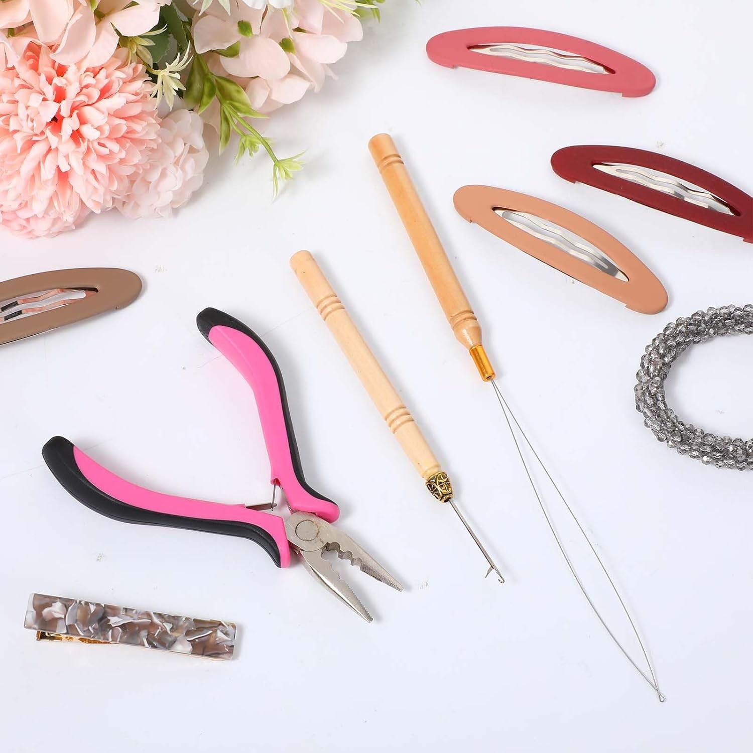 Hair Extension Tools Kit, 3 Pcs Microlinks Beads Tools Pliers Loop Needle