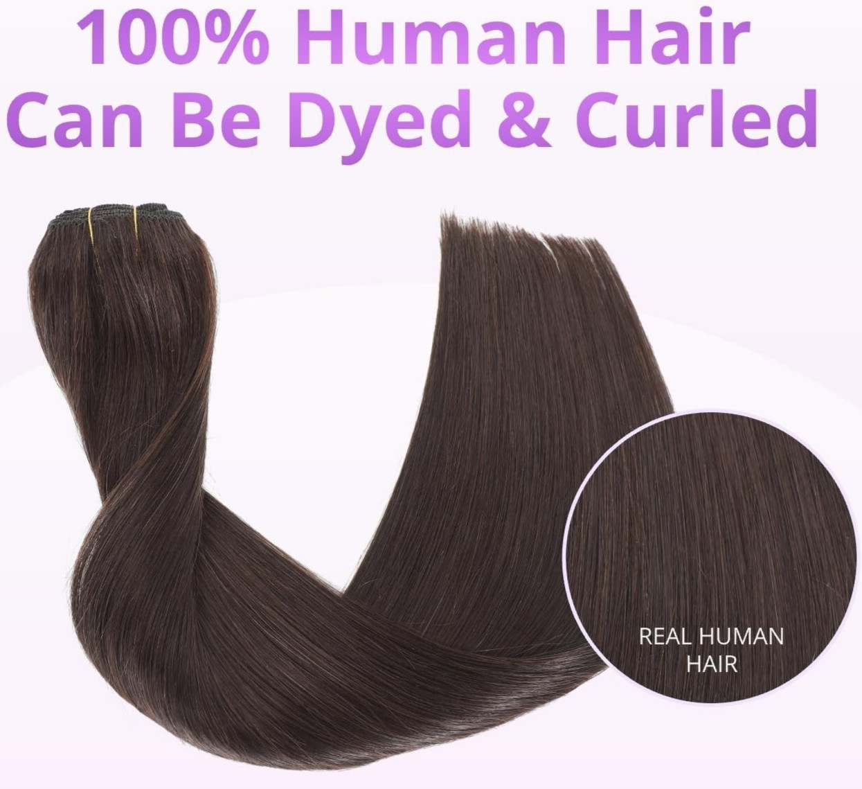 130g 8 Pieces Remy Human Hair Clip in Extensions Straight 2 Brown Double Weft 26