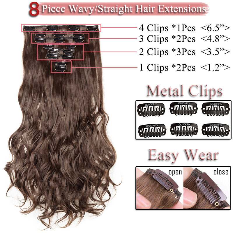 CLEARANCE 8PCS Clip In 100% Real Hair Extensions Thick Full Head as Human Hair